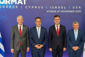 A meeting of energy ministers from Greece, Cyprus, the United States, and Israel, November 6, 2025. (photo credit: Energy and Infrastructure Minister Eli Cohen)