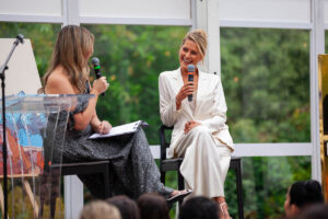 Hellenic Museum board member & HMLS ambassador Helen Mantzis in conversation with special guest Tatiana Blatnik, who travelled to Australia exclusively to speak at the Garden Party. Photo by Samantha Meuleman via Hellenic Museum.
